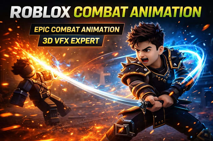 create roblox animation, combat, 3d animation, roblox studio character, vfx