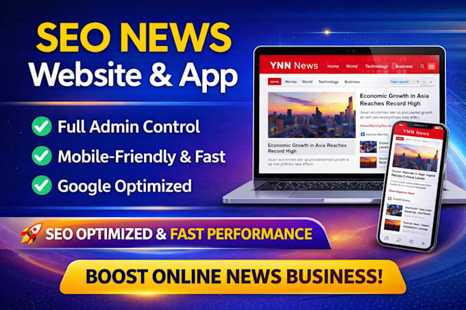 create modern news website or news app with admin panel SEO
