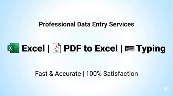 data entry, excel, PDF to excel, typing