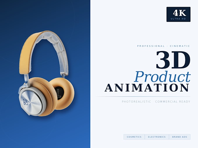 create a stunning 3d product animation video for cosmetics, electronics