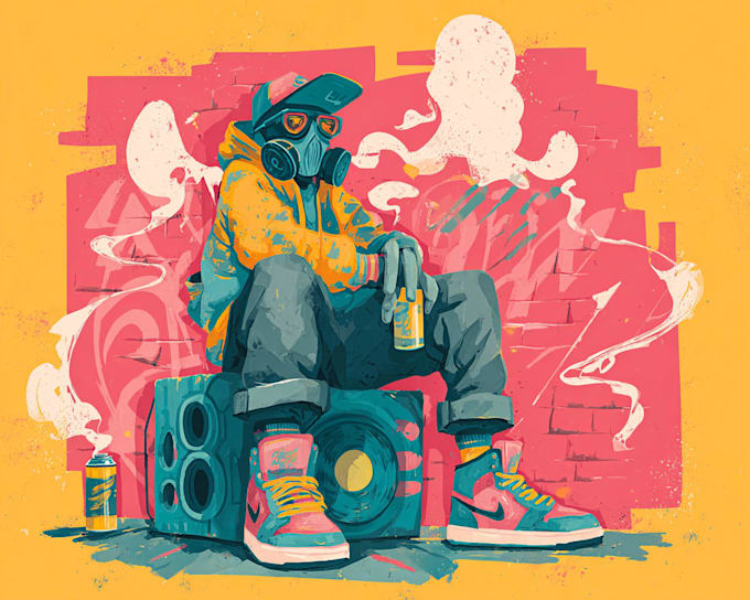 design vibrant graffiti style digital illustrations