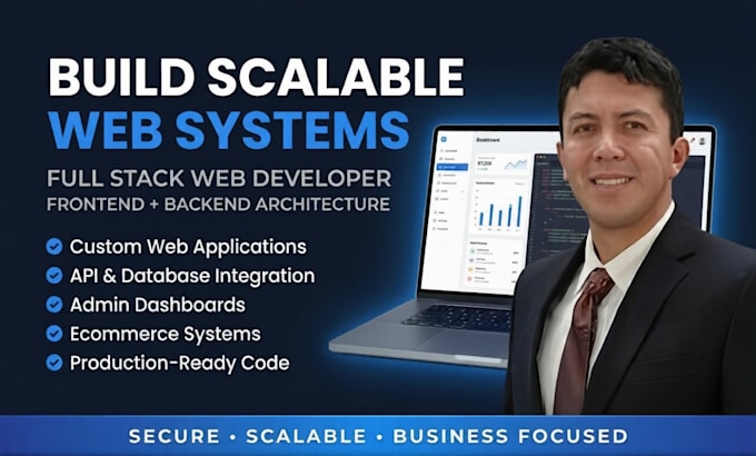 Build custom website as full stack web developer frontend backend by ...