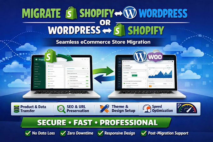 convert or migrate shopify to wordpress and wordpress to shopify professionally