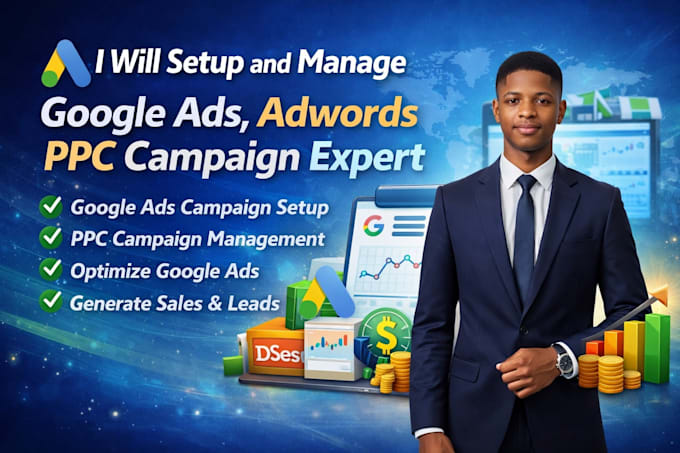 setup and manage google ads, adwords PPC campaign manager SEM