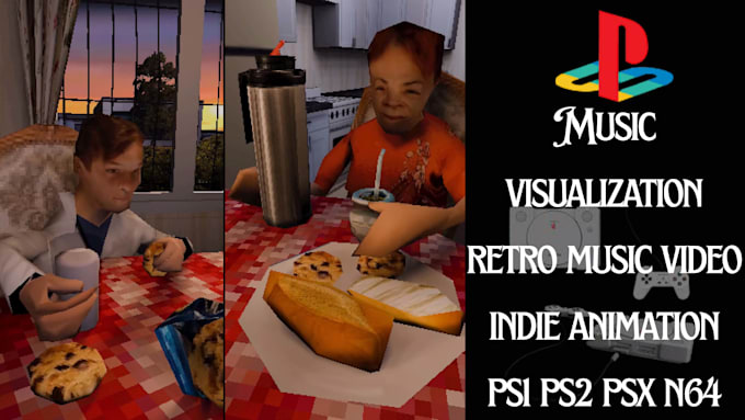 create ps1 n64 low poly 3d music animation, retro psx style low poly character