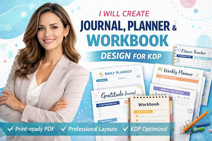 create custom journal, planner, and workbook design for KDP