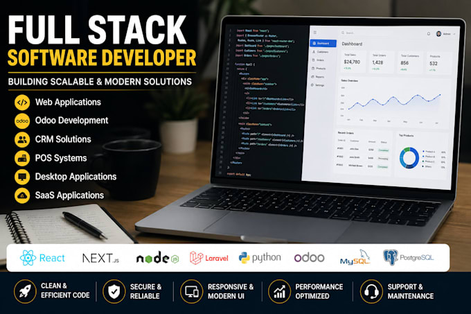 be full stack software developer, ai web app, odoo, CRM, pos desktop app ai saas
