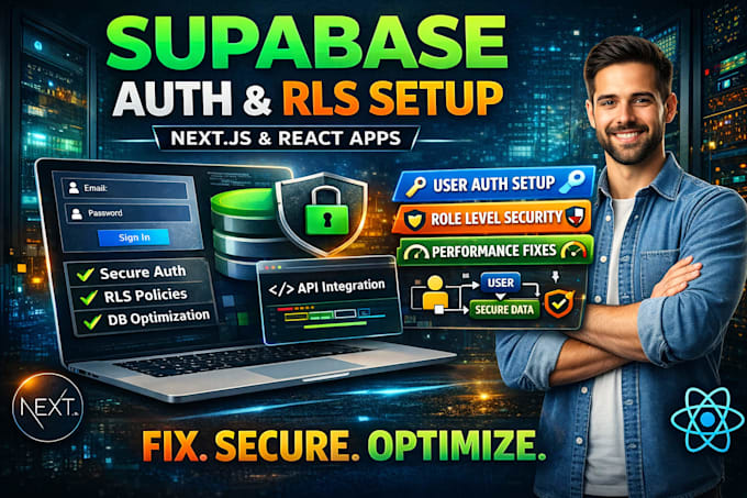 set up supabase auth, rls security, and database for your next js app