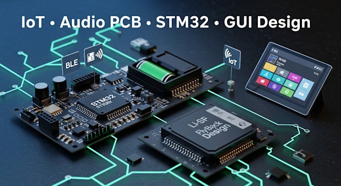 do embedded system for iot audio pcb, stm32 gui, ble and power systems pa