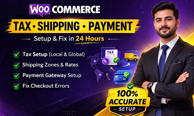 setup woocommerce tax, shipping, and payment gateway, and fix checkout issues