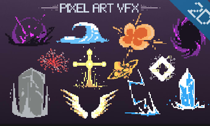 pixel spell animation, pixel art vfx, game visual effect, pixel vfx animation