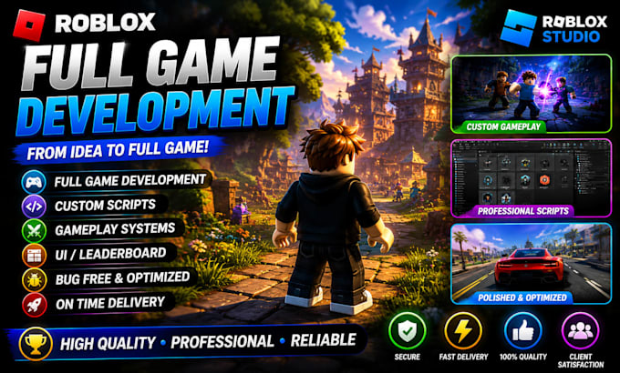 develop roblox gameplay systems and lua scripting in roblox studio
