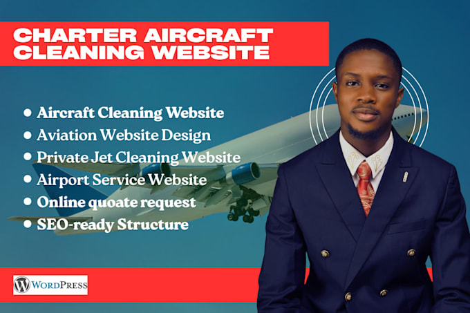 design a professional charter aircraft cleaning website for aviation services