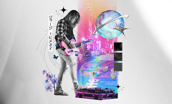design bold and artistic digital collage art