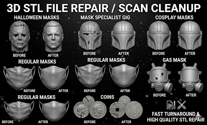 do stl file repair edit custom modification fix stl file 3d scan for 3d printing