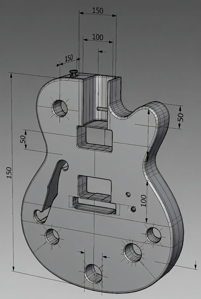 do 3d guitar cad mold design, for product prototype and manufacturing, injection