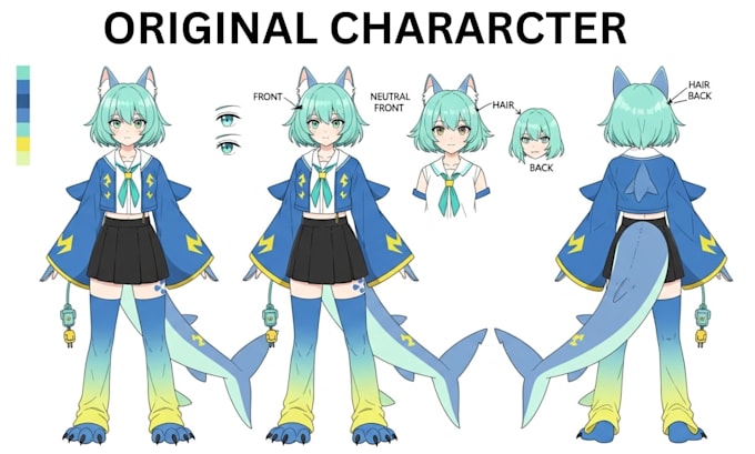 draw a detailed character reference sheet for your original character oc ych