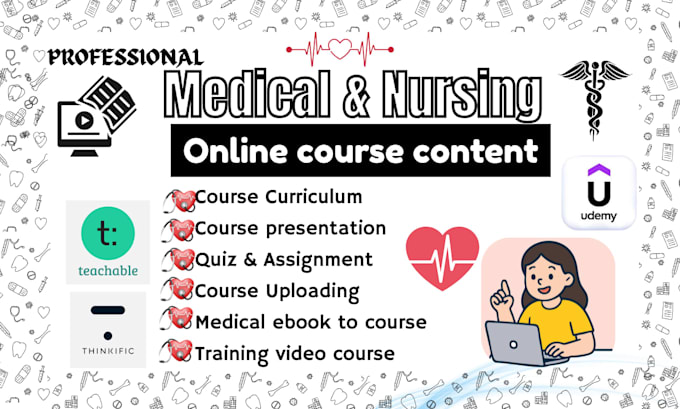 write medical, nursing, wellness online course content elearning ebook PPT slide