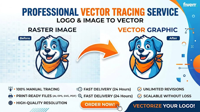 vector tracing, redraw logo, convert image to vector fast