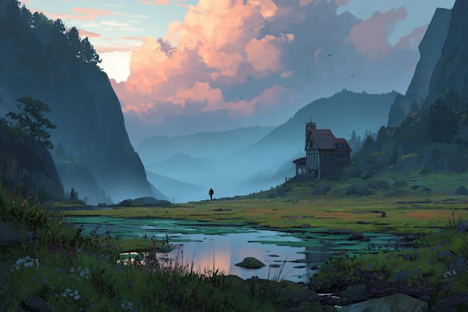 design an unique environment concept art
