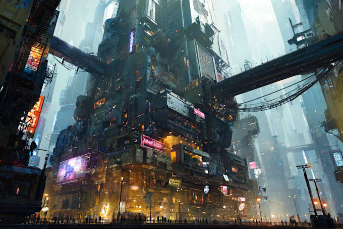 make a awesome cyberpunk sci fi futuristic city