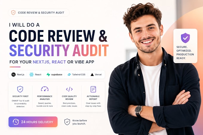 do a code review and security audit of your nextjs, react or vibe app