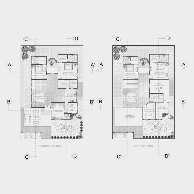 draft architectural blueprint for 2d house plan and floor plan, redraw sketches