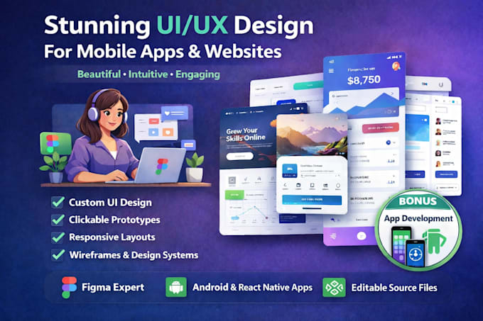 Design modern web, dashboard, and mobile app ui ux in figma by ...