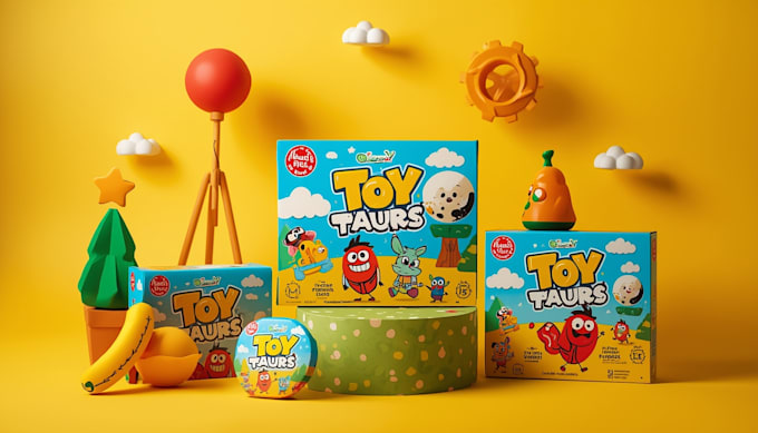 design creative educational toy packaging box with 3d mockup