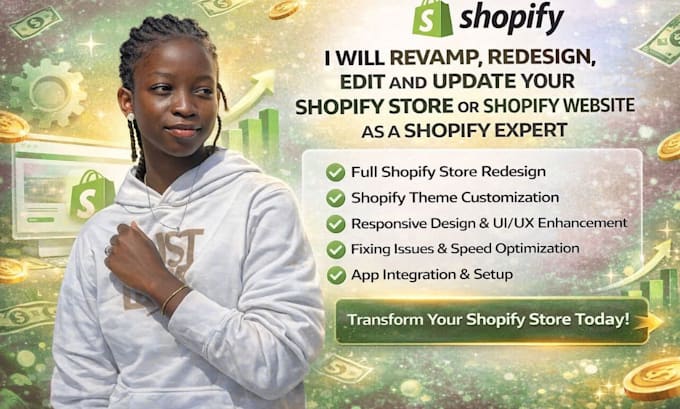 revamp, redesign and edit your shopify store or website