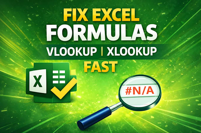 fix excel formulas, vlookup, xlookup and errors