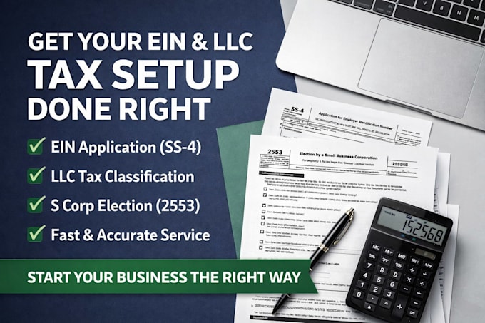 apply for ein, complete llc tax setup with s corp election form ss4 2553