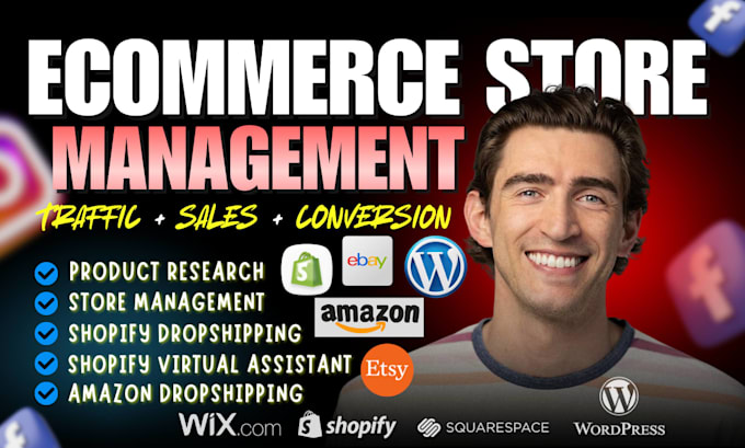 do ecommerce store management for shopify, etsy, ebay, amazon, tiktok shop