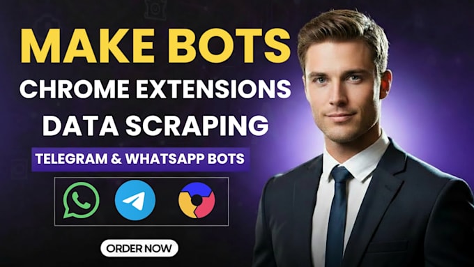 make a custom chrome extension, telegram, whatsapp bot web scraping using python