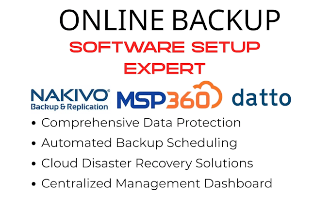 setup online backup software nakivo replication msp360 datto bcdr druva idrive