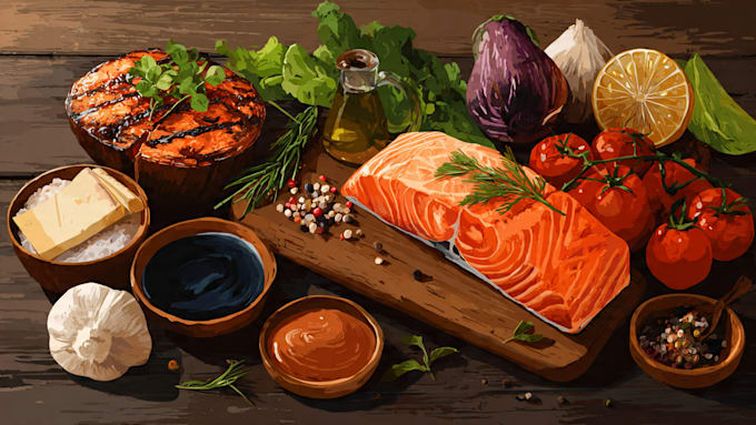 draw premium food illustration for your need