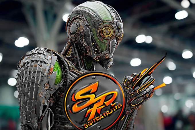 draw cool robot or cyborg character