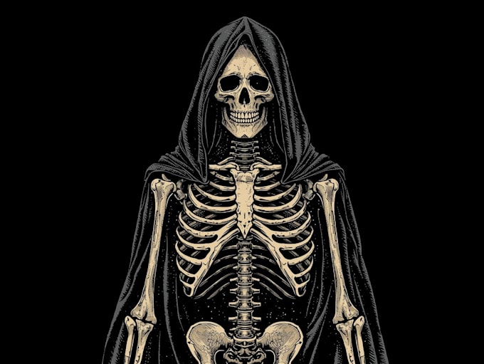 create a skull, skeleton or grim reaper illustration