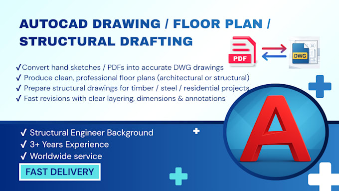 do accurate PDF to dwg conversion and professional cad drafting