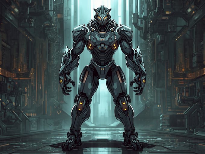 draw cool robot or cyborg character