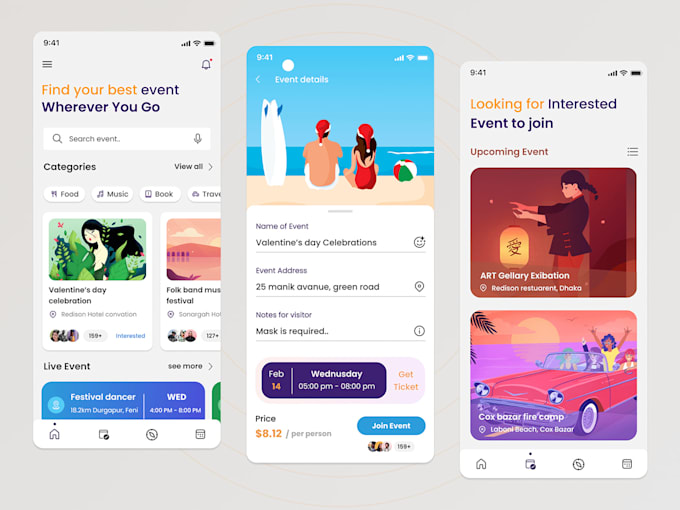 develop event booking app, event rental app, ticket booking app, event app