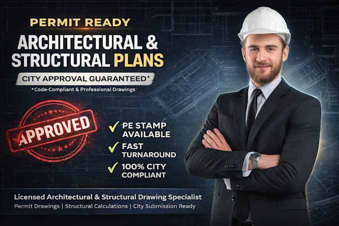 draft and stamp architectural plans and structural drawings for permit approval