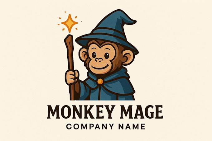 do eye catchy monkey mage mascot logo with my own creative thinking