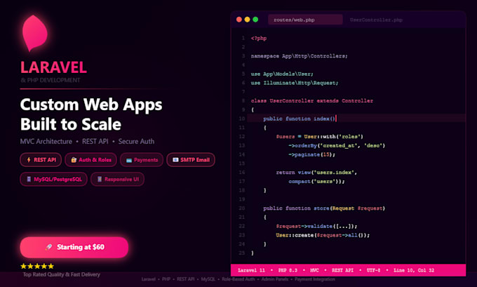 develop a custom laravel or PHP web application for your business
