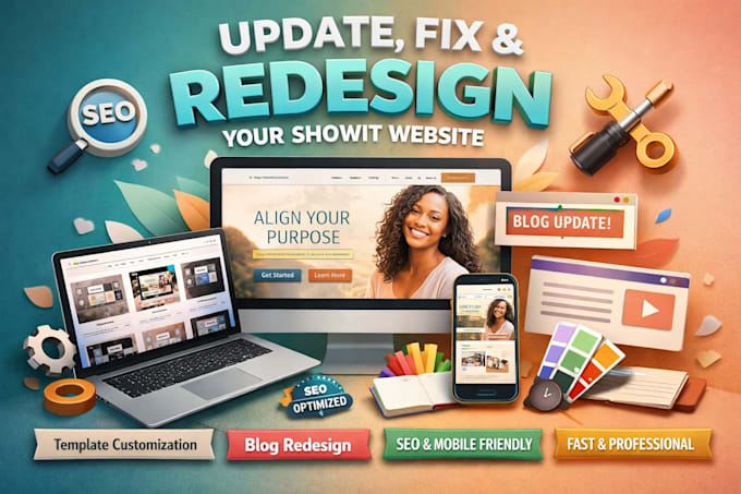 update fix showit website customize showit blog template redesign showit website