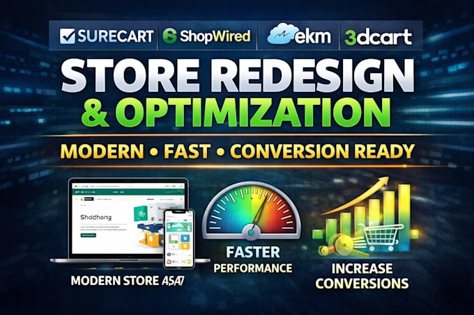 redesign optimize surecart shopwired ekm 3dcart store
