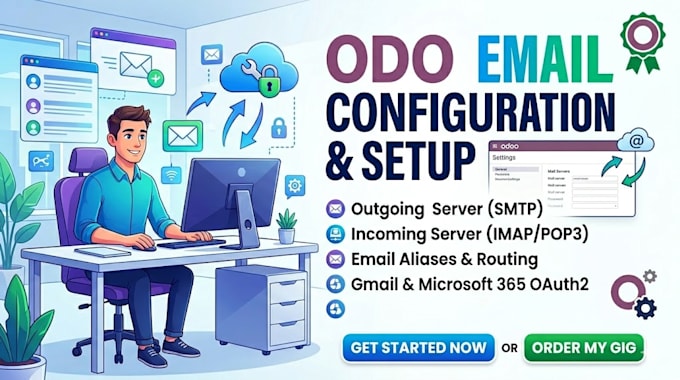 configure odoo SMTP, gmail, outlook email professionally
