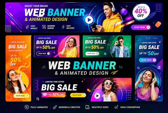 design and animate high converting web banners and micro interactions