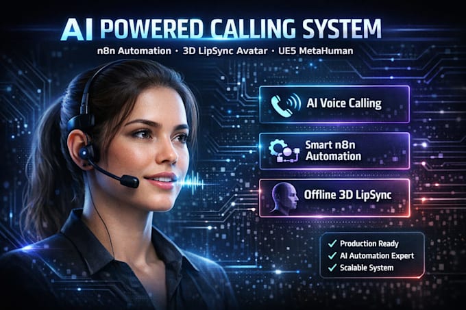Automação de chamadas com ia powered n8n, lipsync 3d offline metahuman ...