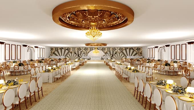 setup 3d event hall interior,concert stage render ,wall decor,space layout,lobby
